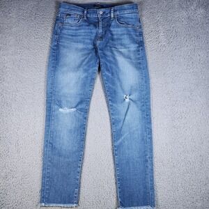 Polo Ralph Lauren Tompkins Skinny Jeans Womens Sz 29 Blue Hem‎ Fray Mid Rise EUC